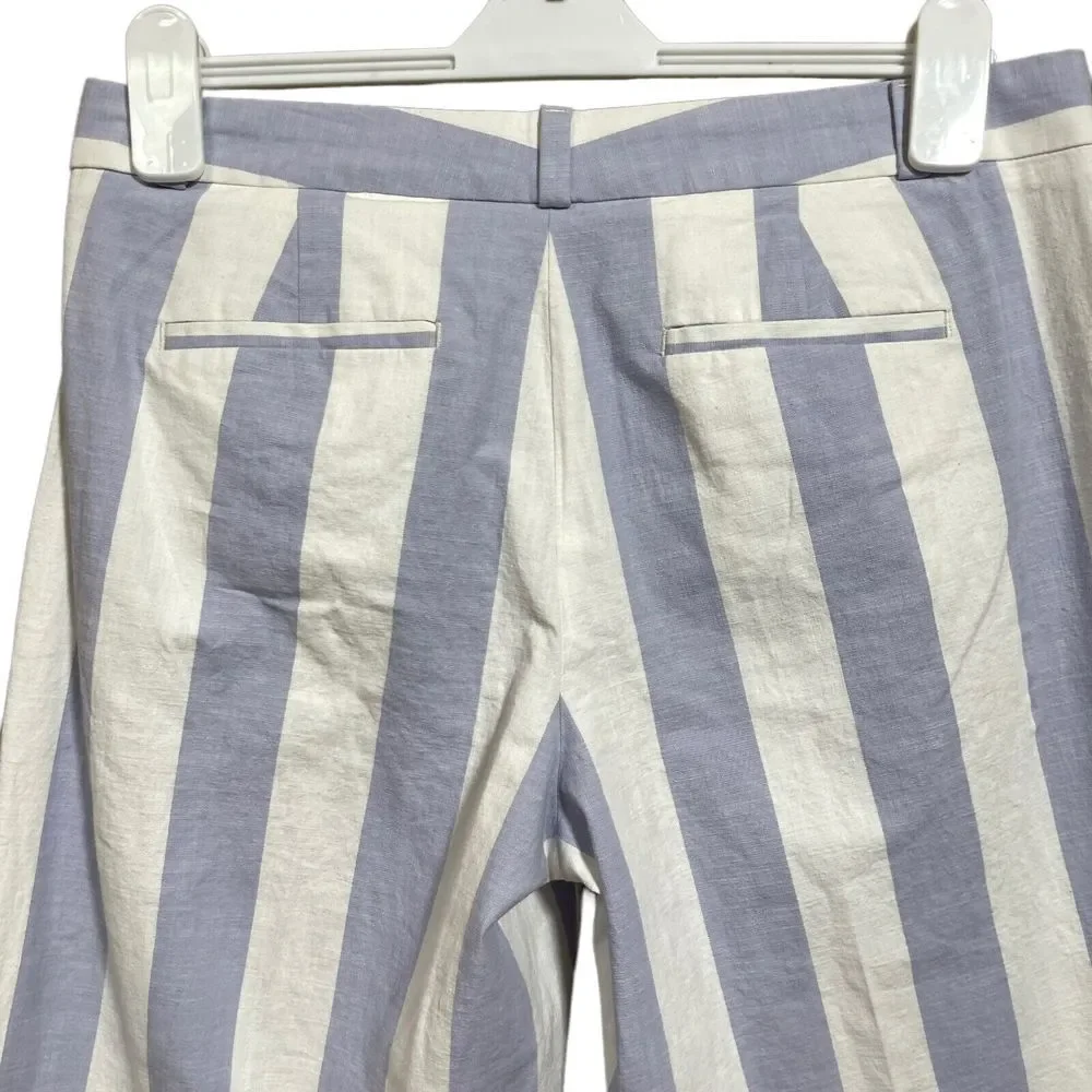 Banana Republic Womens Pants Size 8 Wide Leg Crop Striped Blue Ivory Stretch NEW - Picture 5 of 10